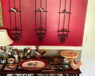 More chickens, Iron & Wood console table