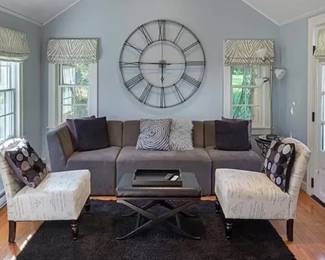 Modern Furniture, Slipper Chars, Clock, Sectional