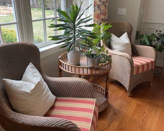 Wicker Chairs, Bamboo Side Table
