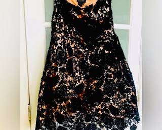 Evening dress, beautiful black lace overlay from Neiman Marcus