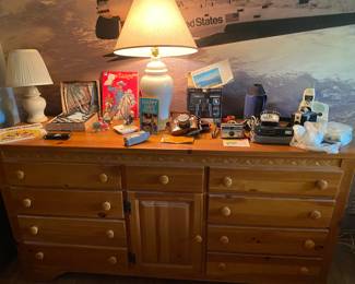 Vintage Webb Furniture Low Boy, With Beveled Triple Mirror