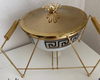Mid Century Fire King Chafing Dish with Warmer