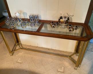 Century Furniture, Beveled Glass with Brass Accent, Sofa or Entry Way Table