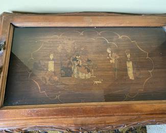 Butlers Tray, Inlay Mahogany Scene