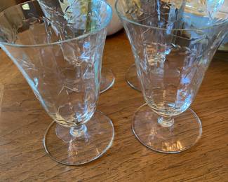 Vintage Etched Footed Ice Tea Glasses
