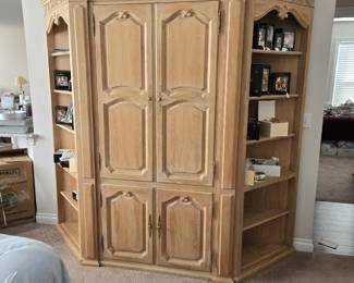 Beautiful storage armoire with detachable end shelves