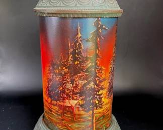 Antique Scene-In-Action Corporation Forest Scene Lamp * Works