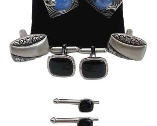 Silver Tone Cufflinks * Dress Shirt Studs * Anson * Swank