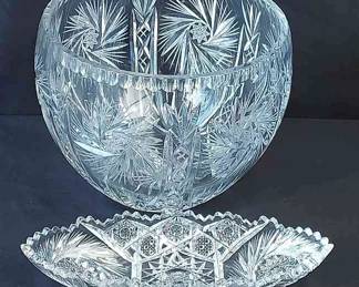 Large Crystal Bowl & Relish Boat