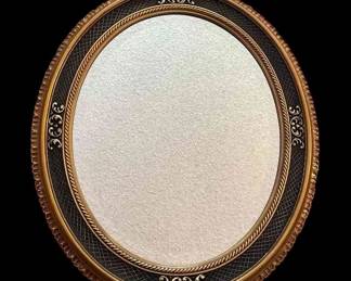 Gold Tone * Black Decorative Frame * Large Oval Mirror