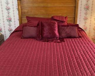 Antique Headboard * Double Bed * Decorative Bedding