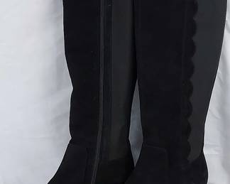 NEW * Bandolino Black Leather Boots (7.5 Medium) * Knee-High