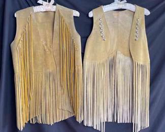 2 Leather Fringe Vests * Need Cleaning