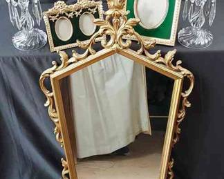 Baroque Mirror By Syroco * Glass Candleholders * Picture Frames