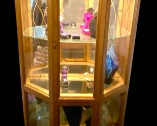 Gilded Gold Lighted Curio Display Cabinet * See Matching Cabinet In Lot UP5711