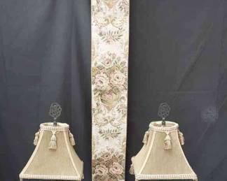 2 Table Lamps In Gold-Tone With Textured & Tasseled Shades * 50 Inch Wall Tapestry
