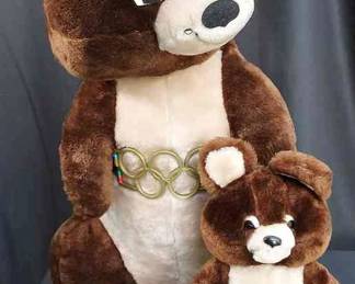 Moscow Olympics 1980 Collectable Bears * 2 Bears * Large (23 Inch) & Small (13 Inch(