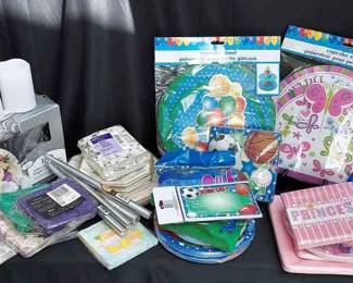 Party Pack * Napkins/Plates/Plastic Utensils/Candles/Cupcake Stands * Birthday/Wedding/Baby Shower