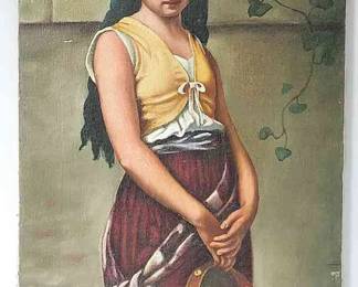 Oil On Canvas * Unknown Artist * Appears To Be A Replica Of Tambourine Girl