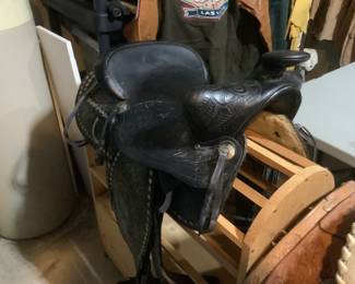Black leather saddle