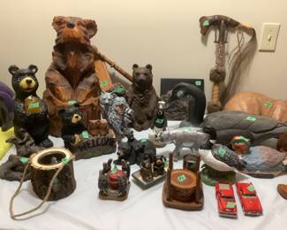 Carved bear and other bear, wooden decor