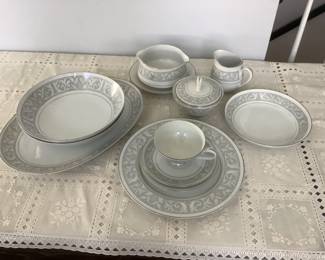 W.  Dalton  American China in a white and grey pattern..full five piece place setting of 12.  I think Whitney pattern