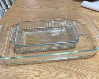 XLarge Pyrex casserole, 15" x 10",  was $18, NOW $12.  Anchor hocking casserole, 10" x 6",  was $9, NOW $6