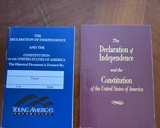 The Declaration of Independence and the Constitution of the United States pocket books,  $3 each