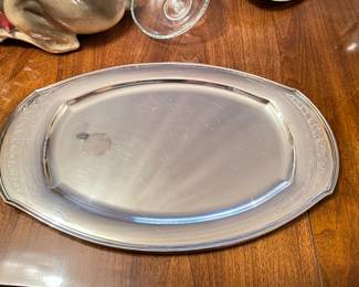 Antique Large Silver platter w/fine detailing, 18.5" x 12", was $20, NOW $14