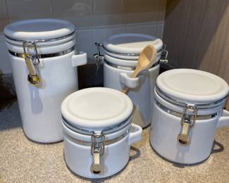 Ceramic Four (4) Piece White Airtight Canister Set,  was $34, NOW $20