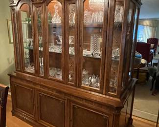 Large lighted, glass shelf, china cabinet,  83"H x 78"W x 19"D,  was $475, NOW $325