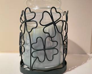 Fresh Pear candle and Shamrock jar candle holder,  was $18, NOW  $12