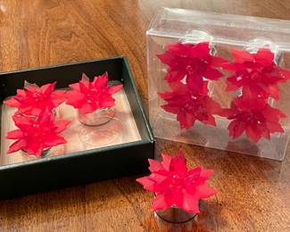 Red poinsettia tea lights, 2 boxes,  was $7, NOW $5