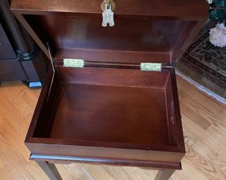 Additional view of Mahogany box accent table when open ~