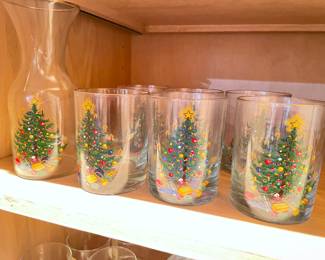 Spode Coca Cola Christmas Glass Set of (6) w/Matching Wine Carafe,   was $45, NOW $30