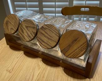 Vtg 4 piece Hexagon glass canister candy cookie jar,  was $28, NOW $15