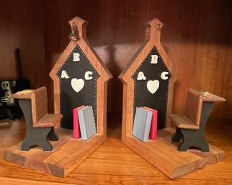 Teacher Schoolhouse BookEnds, 6.5"D x 5.5"W x 11"H, 
Pair was $15, NOW $10