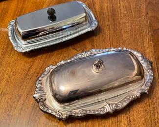 Silver plate covered butter dishes,  was $9 each, NOW $7 each