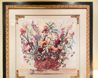 Large Black & gold framed floral print, 46"H x 45"W,  was $145, NOW $99