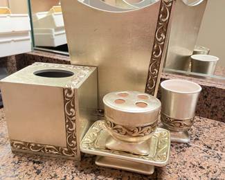 Brushed Silver/Gold Detailed Bathroom Ensemble,   was $30, NOW $20