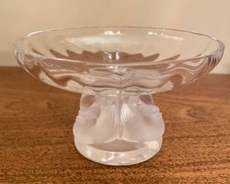 LALIQUE VINTAGE -Crystal 'Nogent' Sparrow Birds Pedestal Compote/Candy Dish/Bowl, Signed, 5.5"W,  was $225, NOW $150