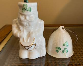Belleek Nutcracker, was $20, NOW $12.  Vtg 1988 Belleek Christmas Bell 1st Edition, was $30, NOW $20
