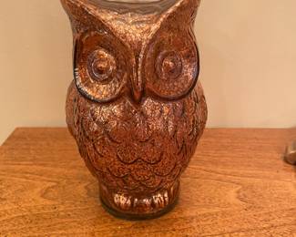 Glass Copper colored owl, 8"H,  was $8, NOW $6