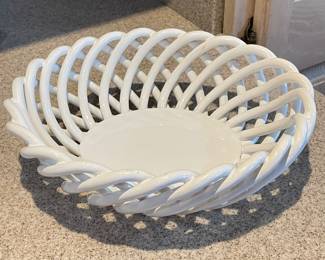 White ceramic basket weave bowl, was $14, NOW $8