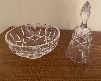 Crystal bowl, was $10, NOW $6.  Vtg crystal bell, 5"H,  was $9, NOW $6