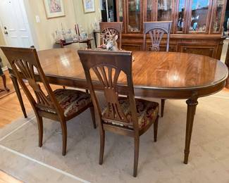 Ethan Allen Dining Table with 4 chairs & 2 arm chairs, 2 leafs(18" each), 64" x 44"D x 30"H,  was $595, NOW $395