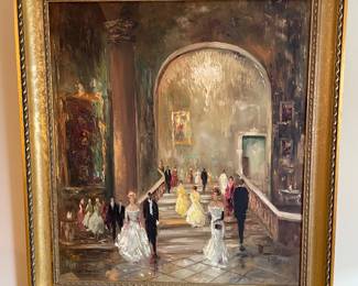 Signed Lohmann oil painting, 36"H x 33"W,  $125