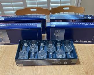 Set of Six (6) Crystal Cut Glasses,  Five Boxes of Six (6) Available , was $20 per box, NOW $14/box