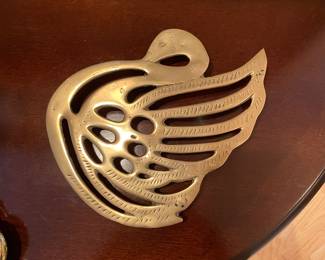 Swan brass trivet, 8"W,  was $12, NOW $9