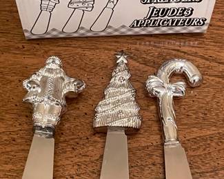 Set of 3 silver plate Xmas knife spreaders,  was $7, NOW $4